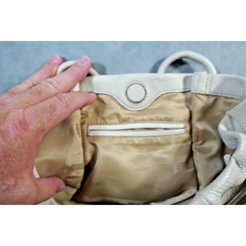 Banana Republic‎ Large Ivory Pebbled Leather Handbag Satchel Bag